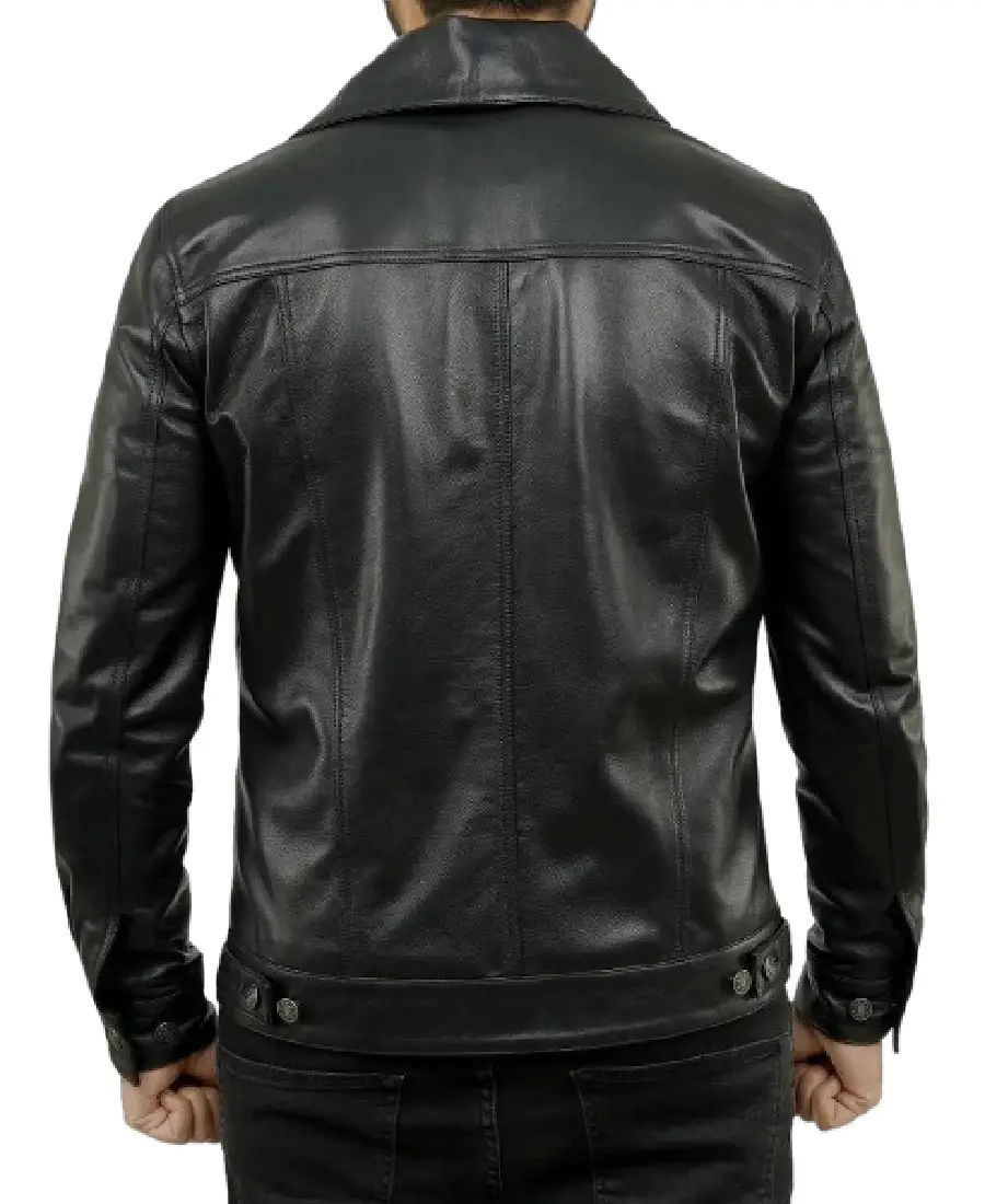 Shop The Holland Black Trucker Leather Jacket