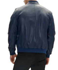 Shop The Men’s Navy Blue Real Leather Bomber Jacket