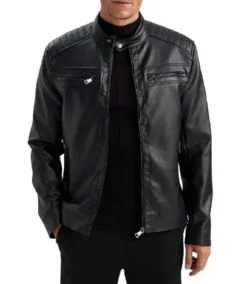 Men's Black Quilted Biker Leather Jacket