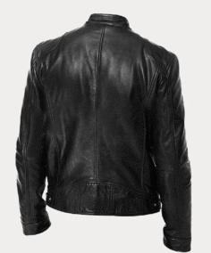 Shop The Biker Casual Zipper Leather Jacket Black