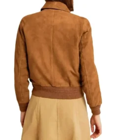 Shop The Women Camel Lauren Brown Suede Bomber Jacket