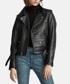 Womens Black Leather Motorcycle Jacket