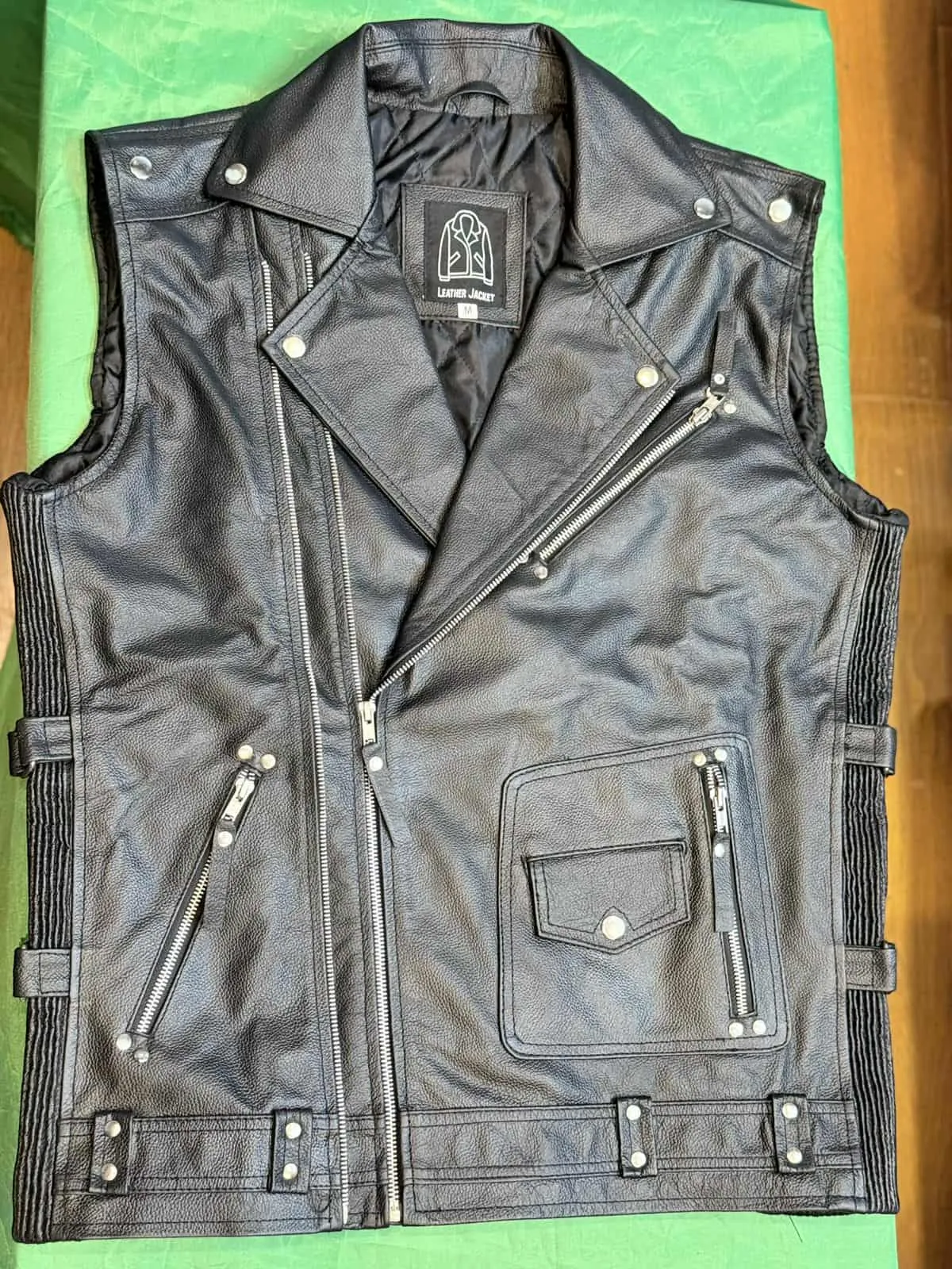 Men'S Brando Black Leather Vest Men'S Brando Black Leather Vest