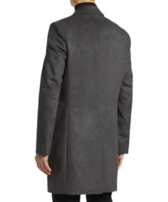 Men Single Breasted Grey Wool Coat Back