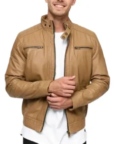 Men's Camel Brown Urban Lambskin Leather Jacket