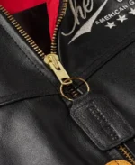 Men's Cherry los Angeles Leather Biker Jacket Close