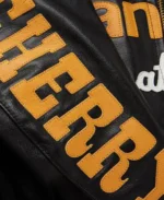 Men's Cherry los Angeles Leather Biker Jacket Sleeves