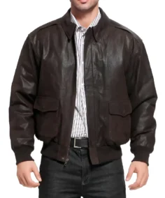 Men's Distressed Dark Brown A2 Bomber Jacket