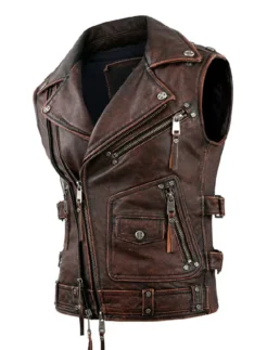 Men’s Genuine Cowhide Biker Brando Vest