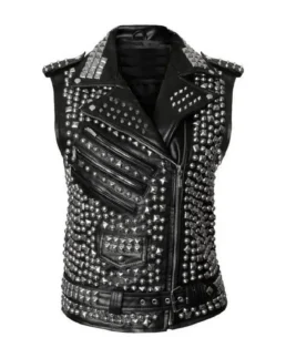 Men's Studded Brando Biker Leather Vest