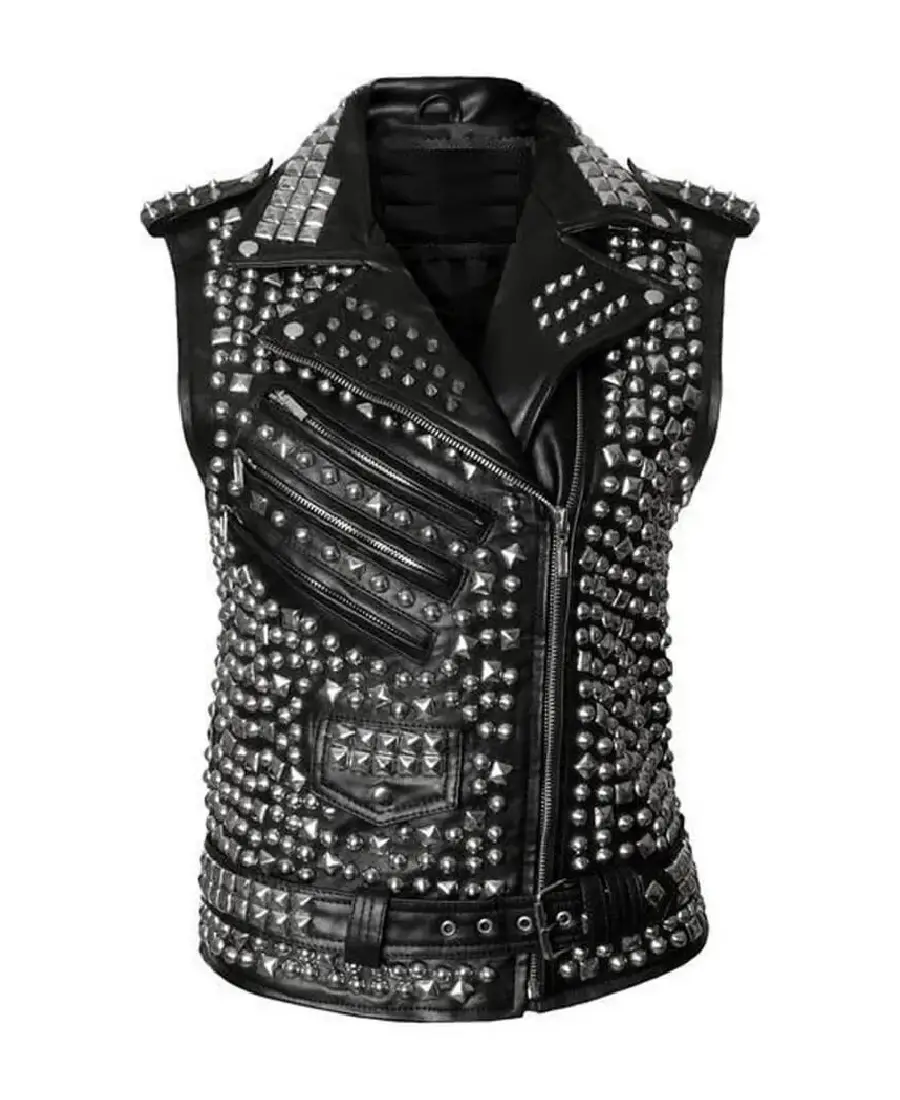 Men'S Studded Brando Biker Leather Vest Men'S Studded Brando Biker Leather Vest