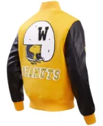 Peanuts Snoopy Peanuts Woodstock Yellow Varsity Jacket Back