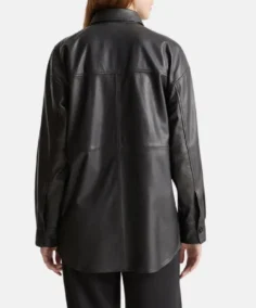 Shop The Women Black Shirt Leather Jacket