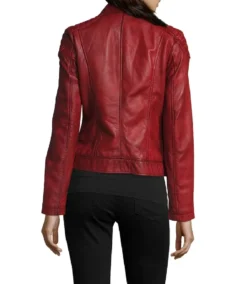 Shop The Women Merlot Red Leather Biker Jacket