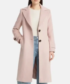 Shop The Women Pink Wool Trench Long Coat