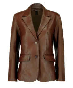 Women Dark Brown Lambskin Leather Blazer