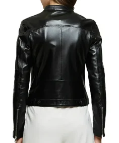 Women Ellen Black Moto Leather Jacket Back