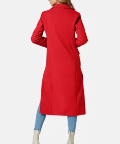 Women Red Grazia Long Wool Coat Back