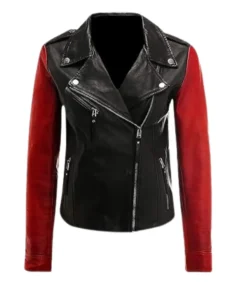 Women Slim Fit Two-Tone Motorcycle Jacket