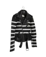 Black And White Each x Leather Biker jacket - Image 4