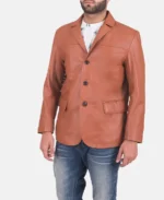 James Tan Brown Leather Blazer - Image 4