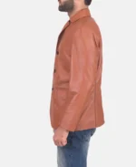 James Tan Brown Leather Blazer - Image 3