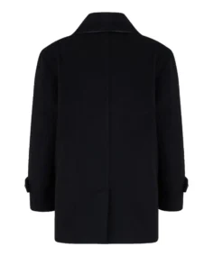 Men's Black Lambeth Reefer Coat Back