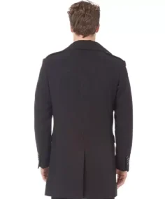Men's Black Long Reefer Jacket