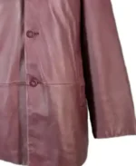 Men's Oxblood Maroon Classic Casual Leather Coat - Image 4