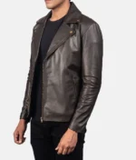 Noah Brown Leather Biker Jacket - Image 3