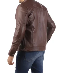 Shop The Casual Brown Signature Diamond Lambskin Leather Jacket