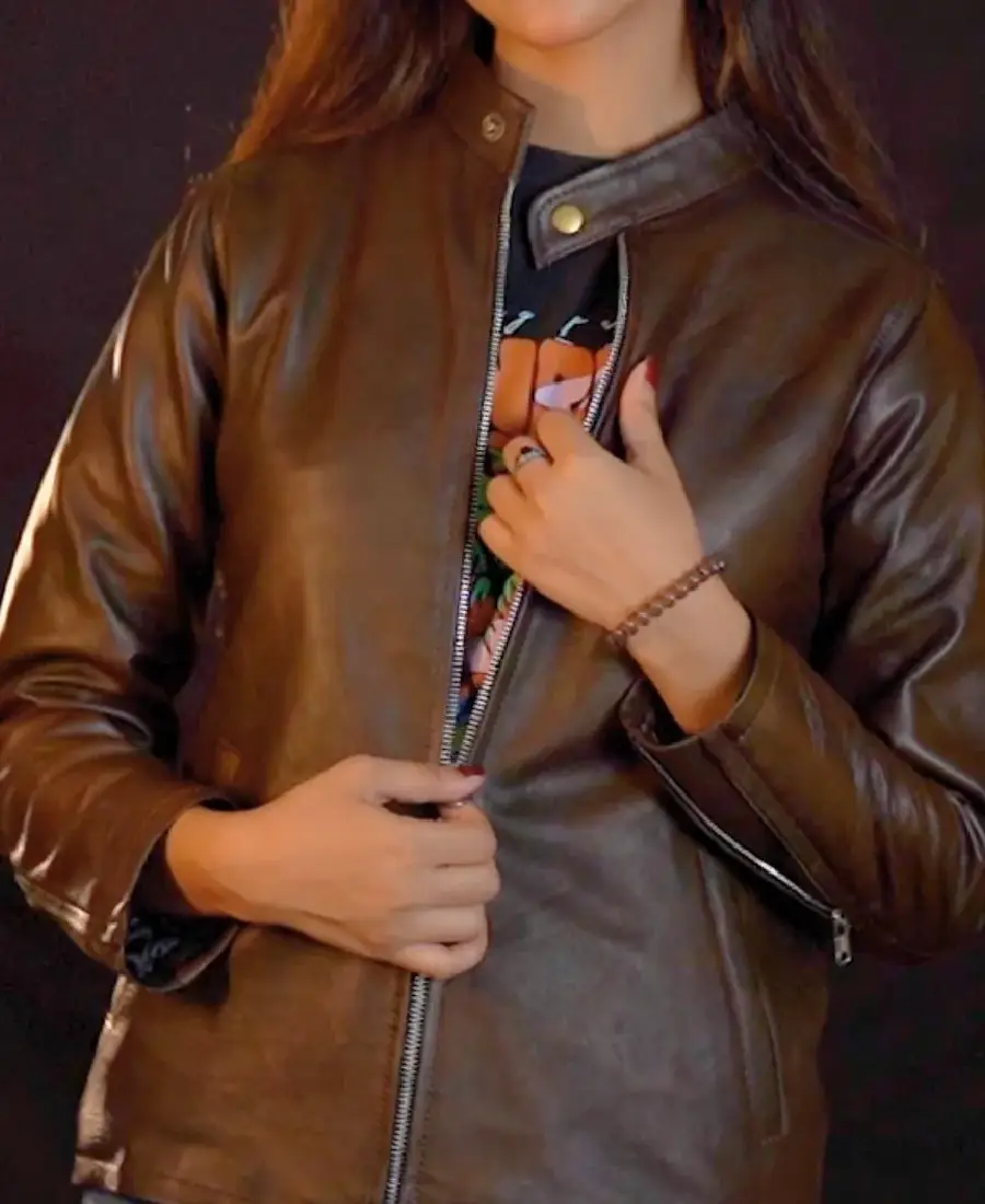 Shop-The-Plain-Brown-Ladies-Leather-Jacket.webp Plain Brown Ladies Leather Jacket - Image 1