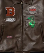 Vintage Star Brown Varsity Leather Jacket - Image 4