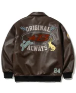 Vintage Star Brown Varsity Leather Jacket - Image 2