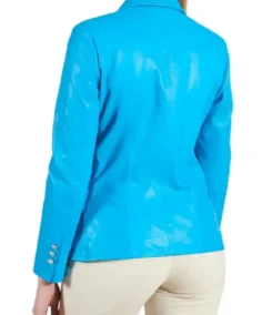 Women's Breasted Blue Double Blazer Back