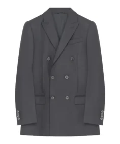 Women's Grey Long Double-Breasted Reefer Jacket