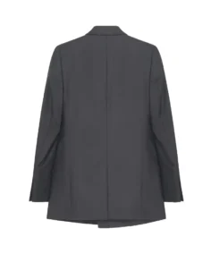Women's Grey Long Double-Breasted Reefer Jacket