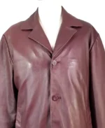 Men's Oxblood Maroon Classic Casual Leather Coat - Image 2