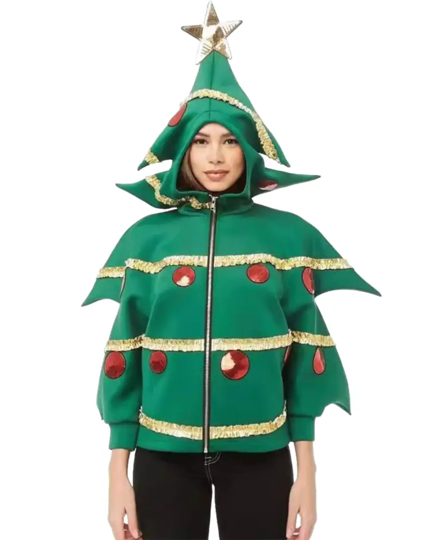 Christmas Tree Green Zip-Up Costume Hoodies Christmas Tree Green Zip-Up Costume Hoodies