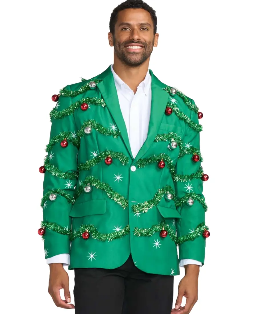 Men'S Christmas Gaudy Garland Blazer Men'S Christmas Gaudy Garland Blazer