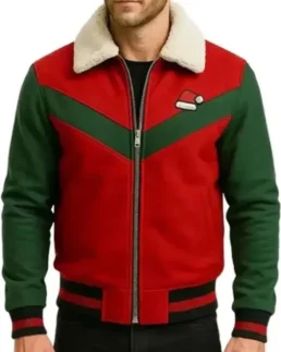 Men's Red_Green Christmas Varsity Jacket