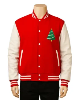 Men's Santa Patch Christmas Varsity Jacket