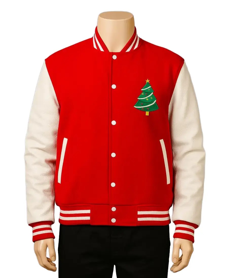Men'S Santa Patch Christmas Varsity Jacket Men'S Santa Patch Christmas Varsity Jacket