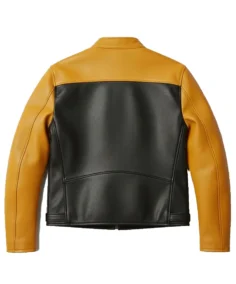 Shop The Men's Retro Cafe Yellow & Black Leather Moto Jacket