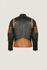 Shop The Men Orange Stripe Cafe Racer Leather Jacket - Trendy Leather Jackets