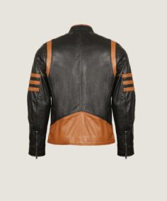 Shop The Men Orange Stripe Cafe Racer Leather Jacket - Trendy Leather Jackets