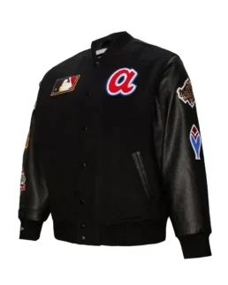 MLB Atlanta Braves Blackout Black Varsity Jacket
