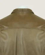 Men Classic Olive Shirt Style Leather Jacket - Image 4