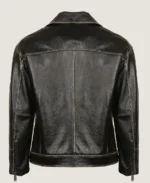 Men's Black Belted Biker Leather Jacket - Image 2