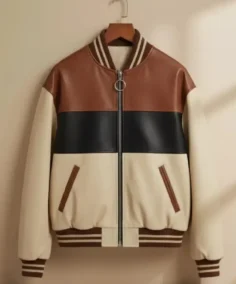 Men's Brown and Black Cowhide Leather Jacket